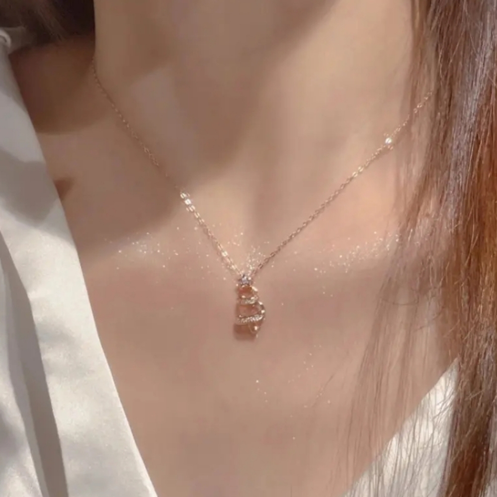 Rhinestone Christmas Tree Pendant Necklace - Picture 6 of 7